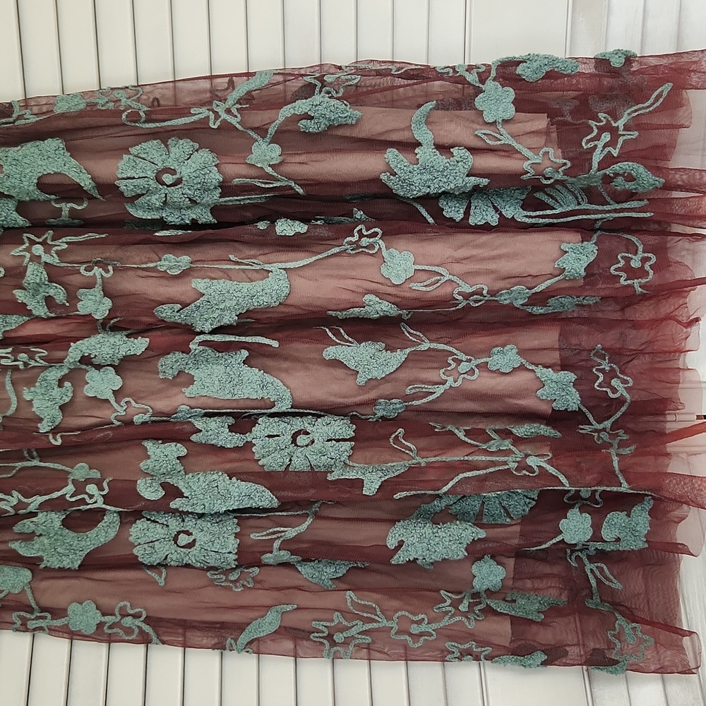 Chan Luu Whimsy Floral Mesh Tulle Fairy Boho Hippie Midi Skirt Forest Whimsical - Picture 6 of 16